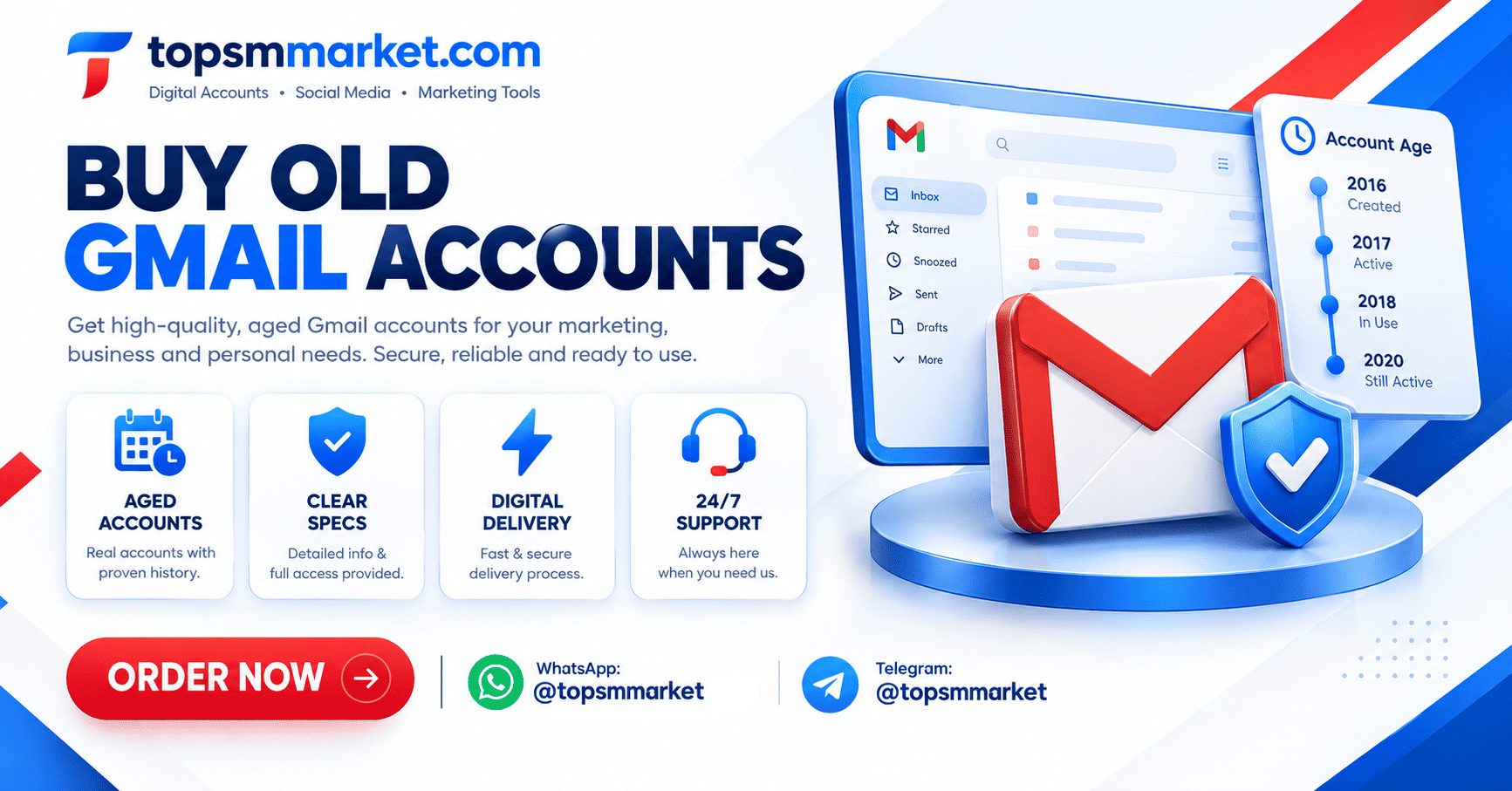 Buy old Gmail accounts - aged PVA Gmail accounts